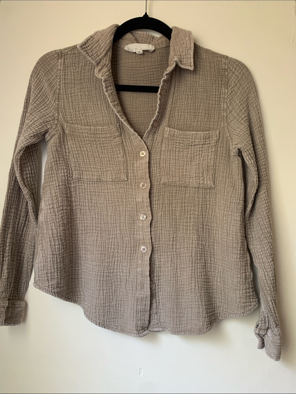 Light Taupe Button-Down Gauze Shirt - Women's Button Down Shirt
